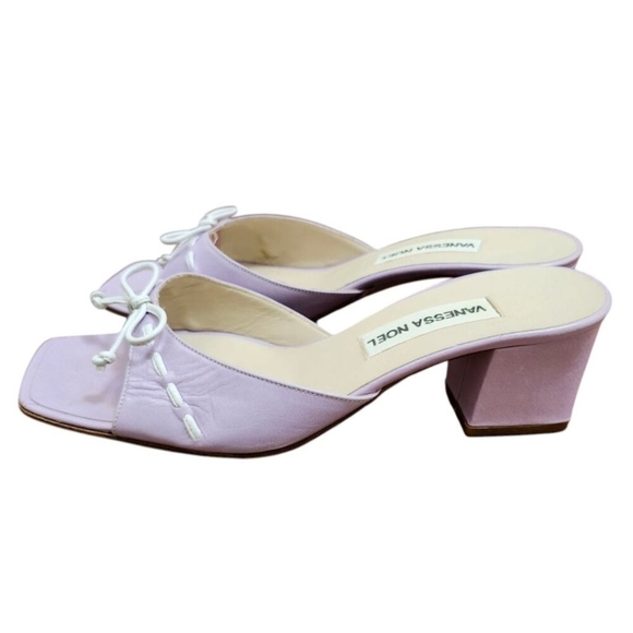 Vanessa Noel leather Block Heel Slides/Mules Size EU 37.5/US 7 - Picture 6 of 11